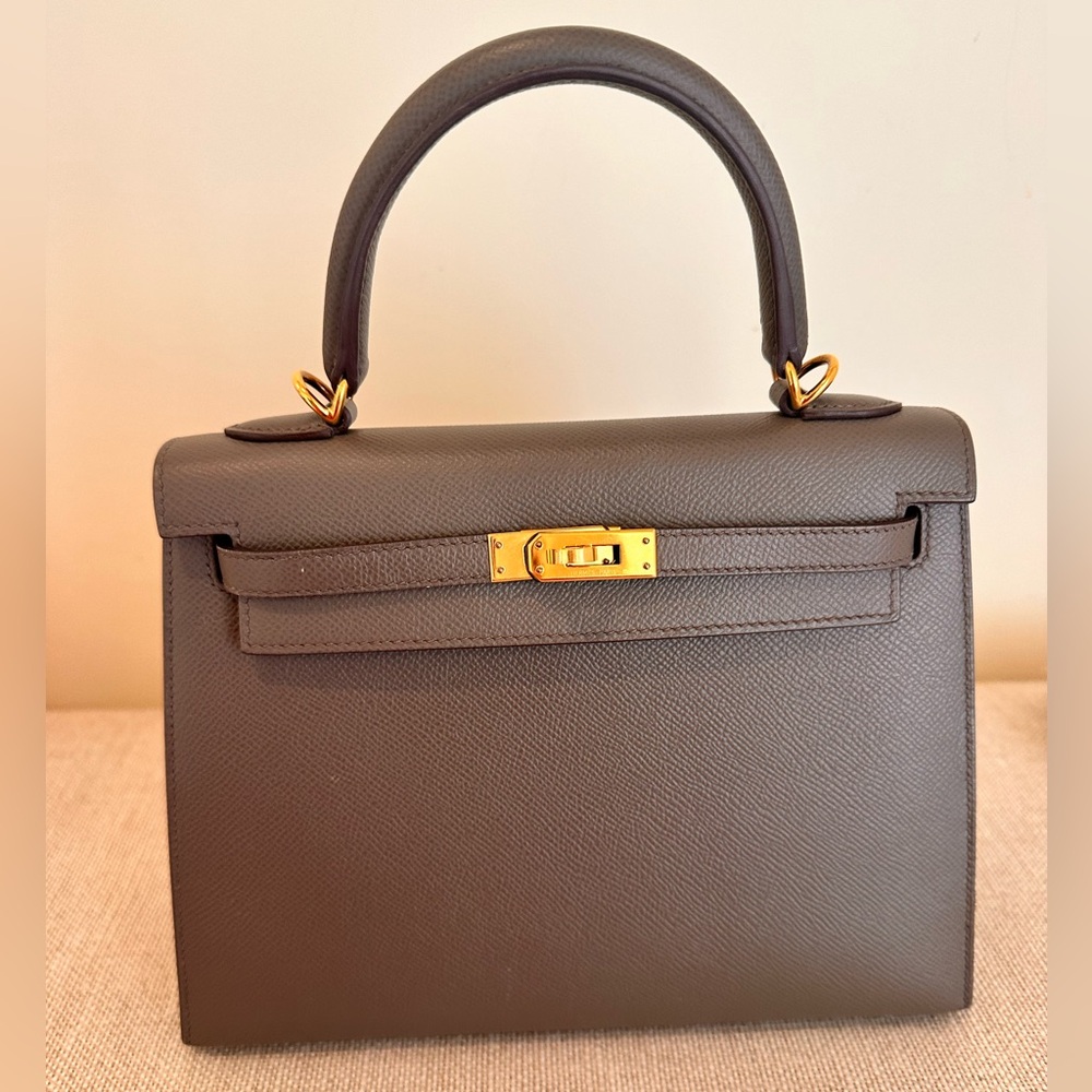 Hermes Kelly 25 Etain with gold hardware - Picture 3 of 4